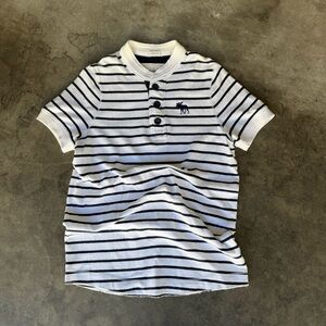 Abercrombie & Fitch AF Moose Logo 3 Button Polo Shirt Striped Boys Teen Large
